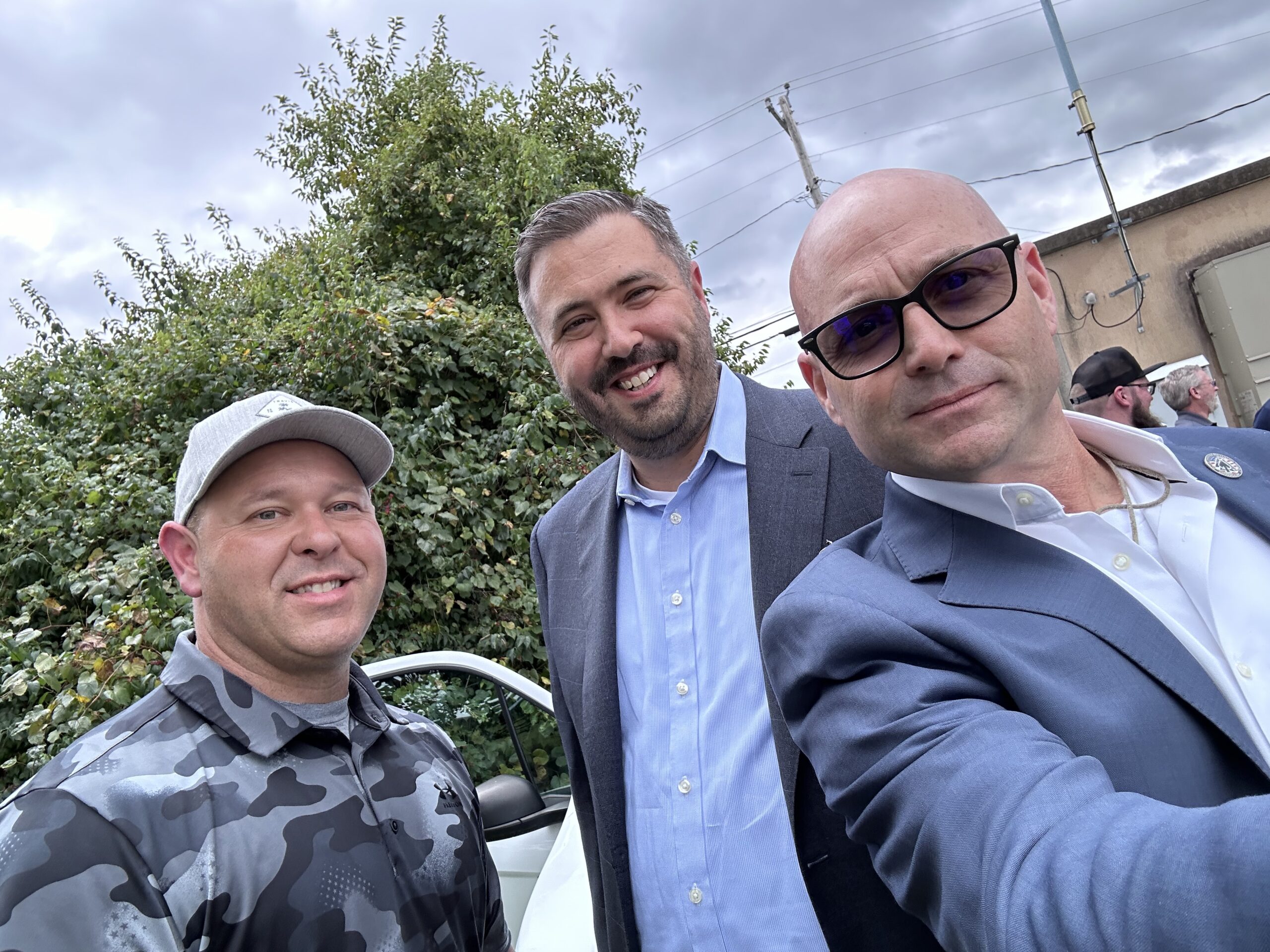 Chris Willoughby Drew Walter and Chris Grollnek active shooter expert at Bluegrass Army Depot Scylla AI demonstration Richmond Kentucky September 2024
